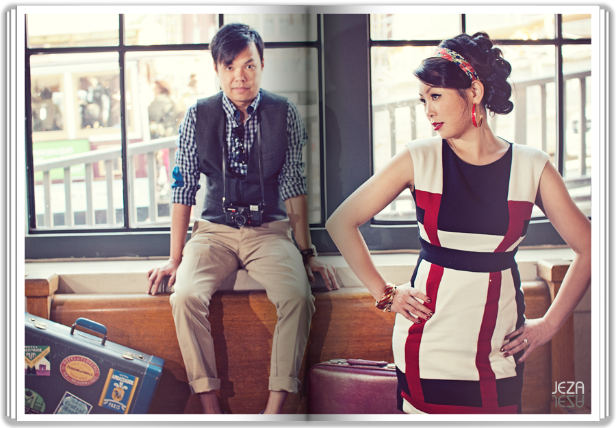 San Francisco China Town Fashion Couture Engagement Session at Cable car museum 
