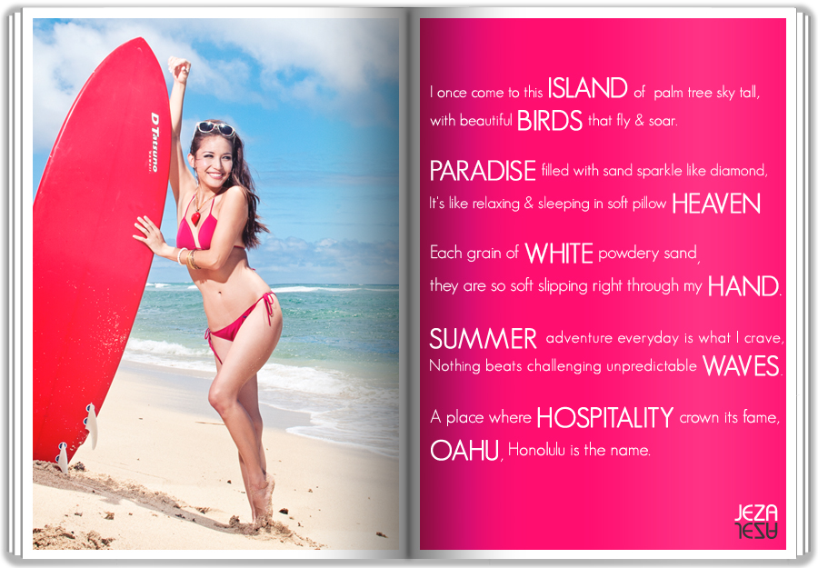Oahu Honolulu editorial Photo shoot at Diamond head beach.