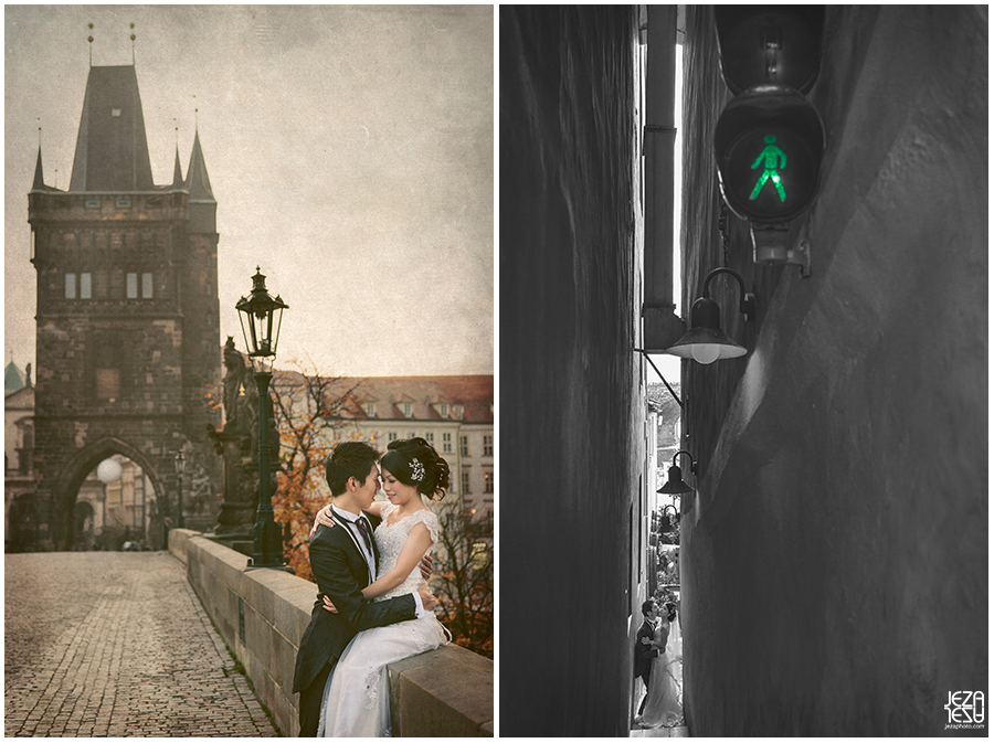 Czech Republic, Prague Pre Wedding Session on the Charles Bridge.