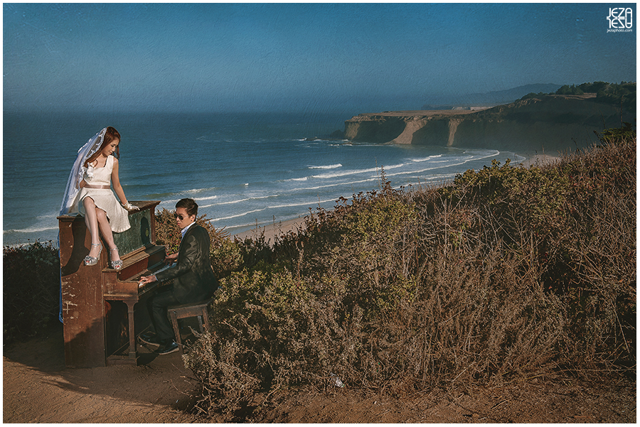 san francisco piano on the beach Pre wedding