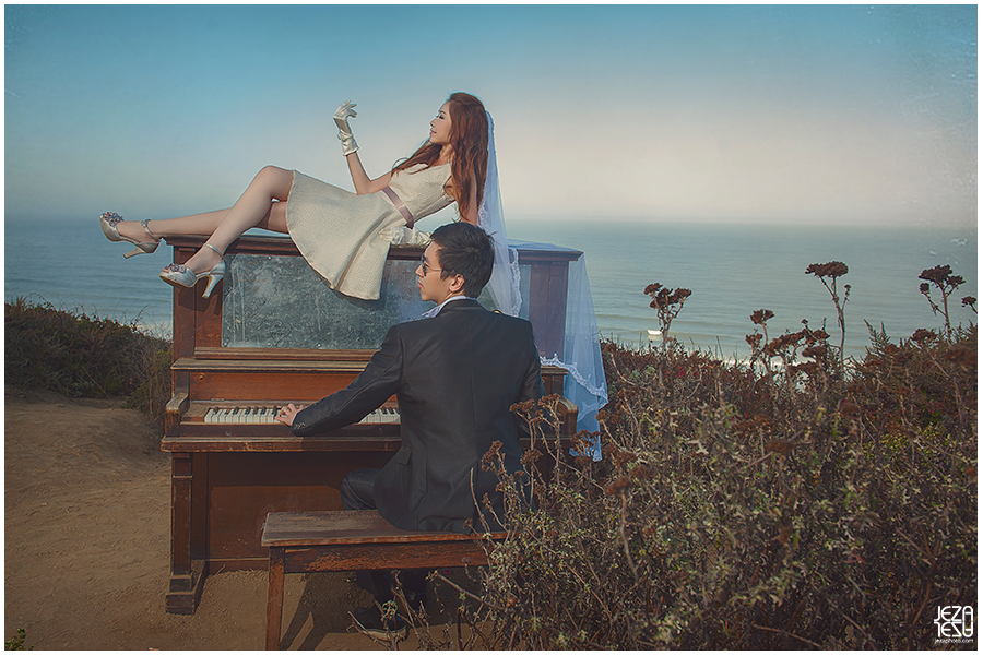 san francisco piano on the beach Pre wedding