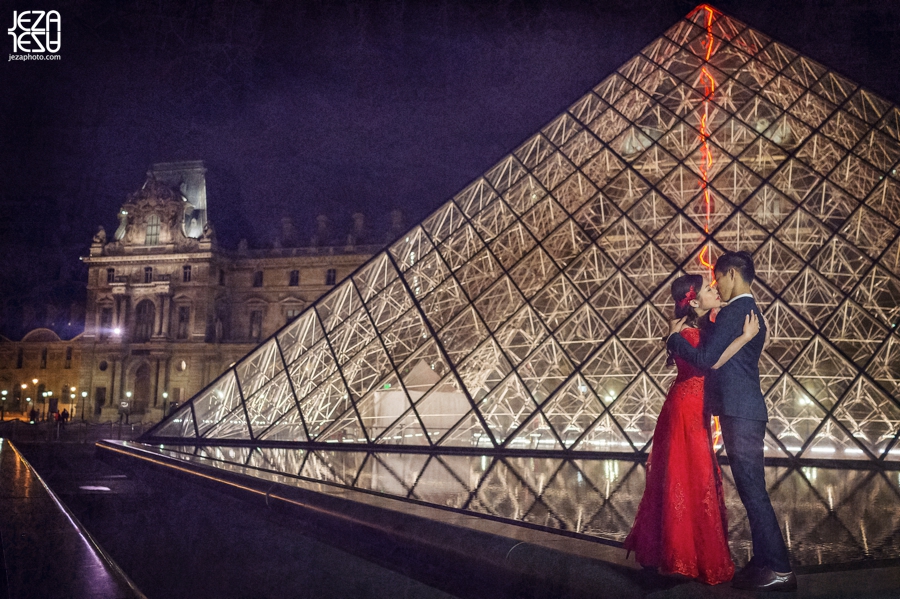 Don & Clara Paris Pre Wedding Engagement Photo shoot Louvre Museum