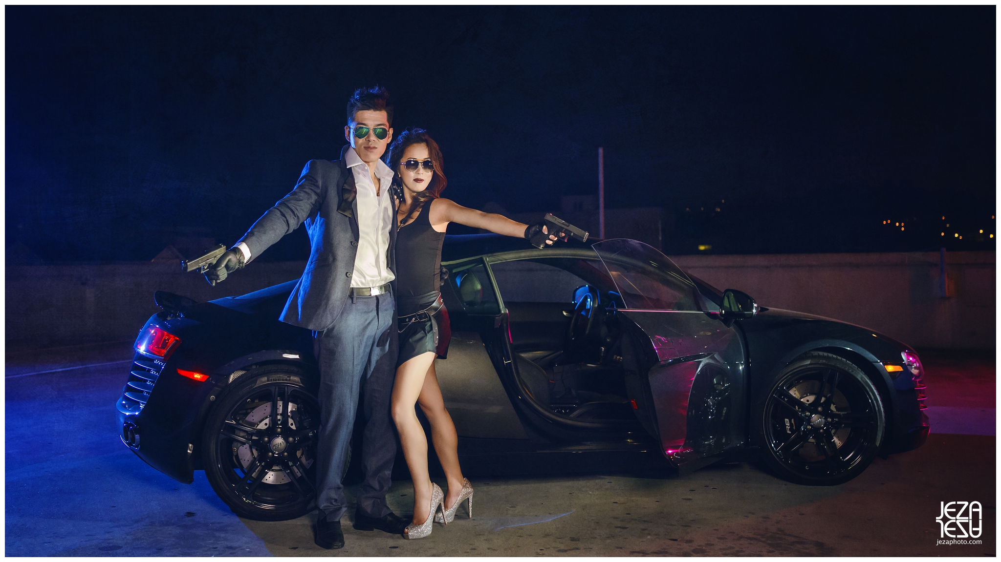 Jeza San Francisco engagement Pre Wedding Photo Session with lamborghini