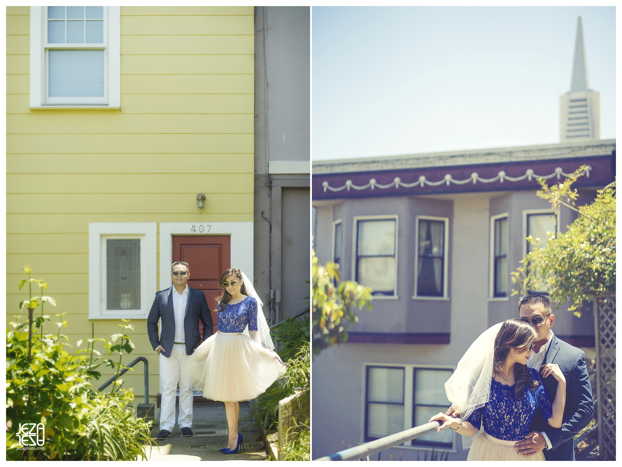 San Francisco Transamerica pyramid Cityhall Bay Bridge prewedding